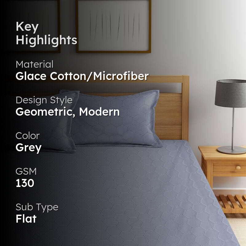 Pauline Printed Microfiber Bedsheet (Grey) - 130 GSM media 2