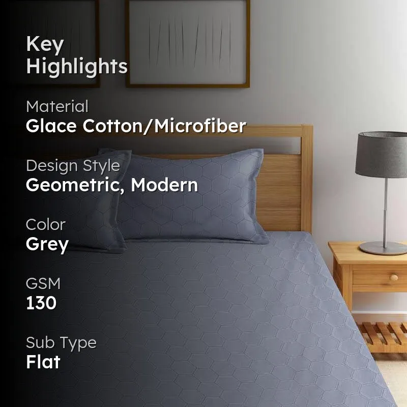 Pauline Printed Microfiber Bedsheet (Grey) - 130 GSM media 2