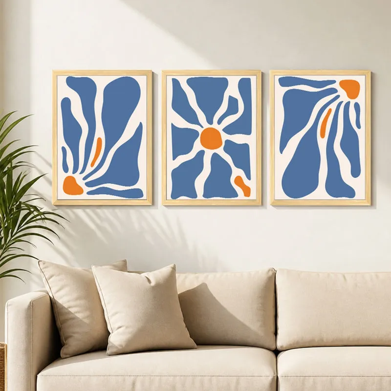 Aurexa Modern Abstract Flow Wall Art With Frame - Set Of Three media 2