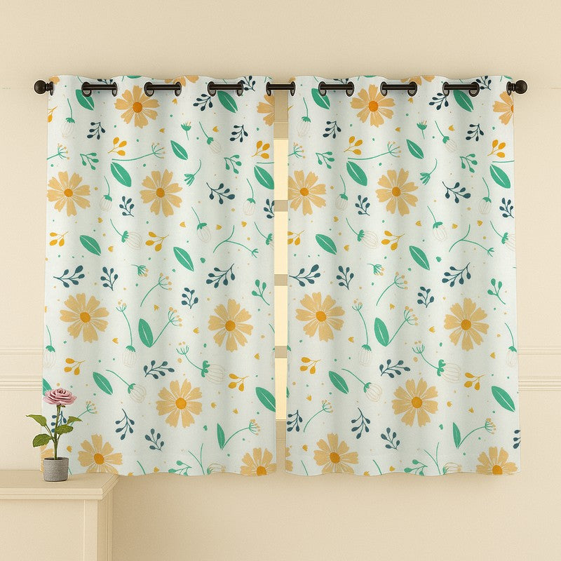 BloomSpry Cotton Curatains (green,orange) - Set Of Two media 4