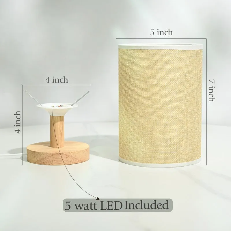Natural Grain Jute Wooden Table Lamp - Beige media 11