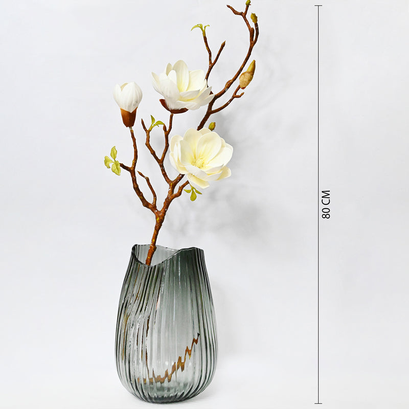 Artificial Magnolia Decorative Flower Stick - White media 6