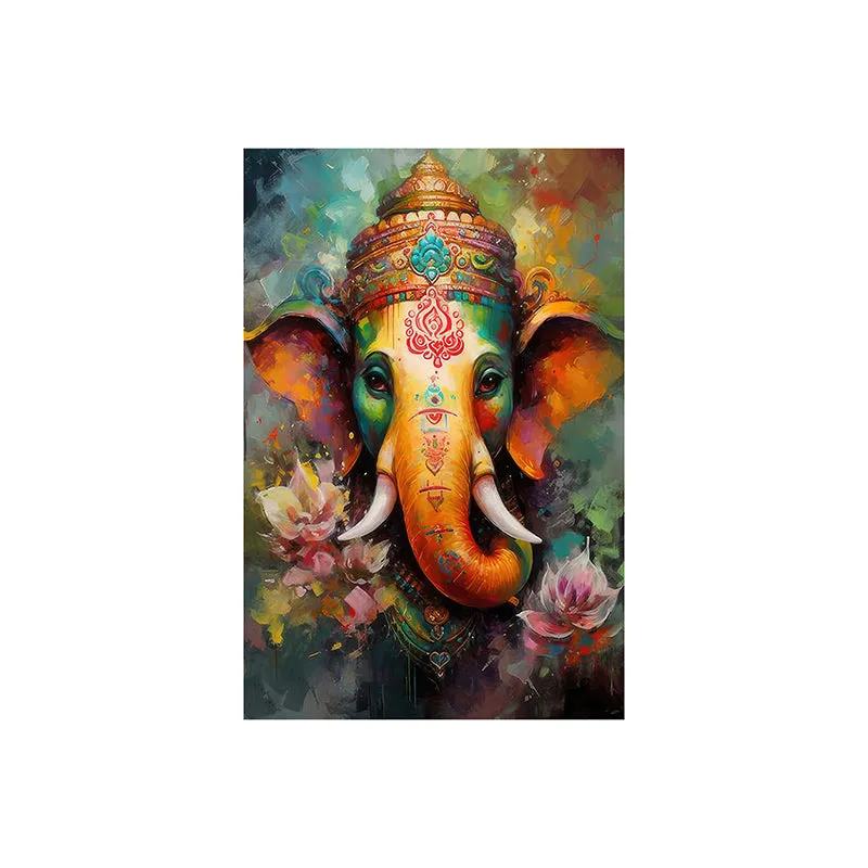 Lord Ganesh Divine Poly Canvas Wall Painting media 5