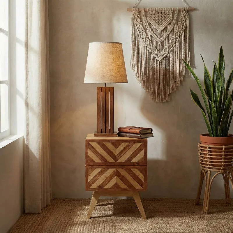 Ivory Beam Wooden Table Lamp media 3