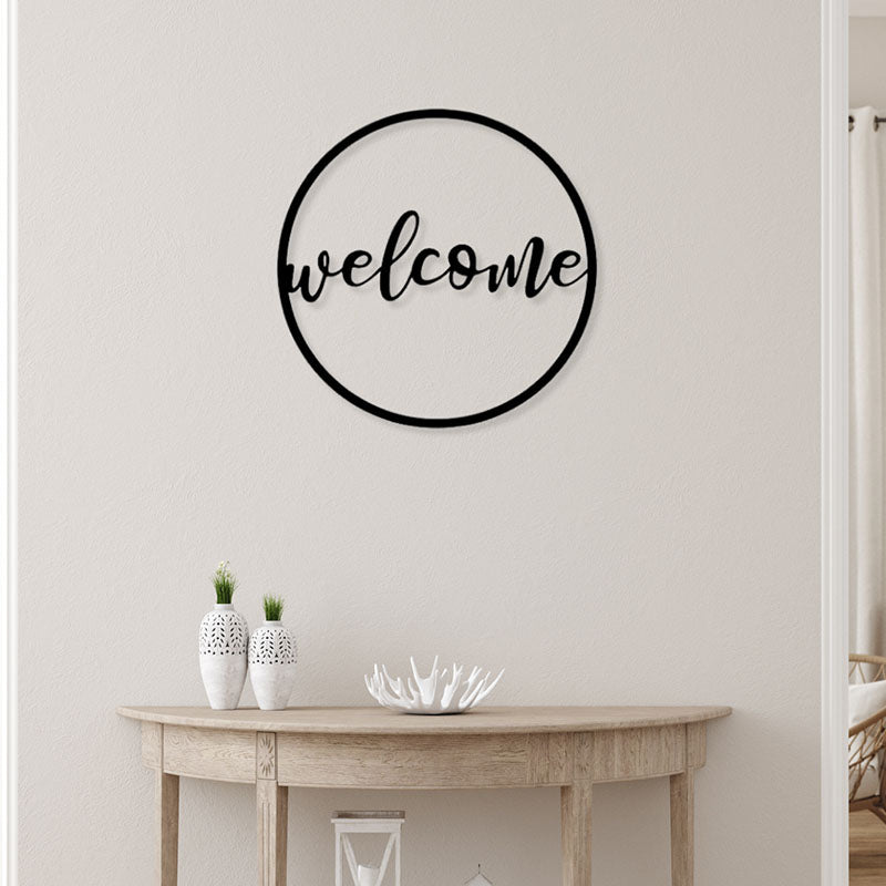 Welcome Black Iron Wall Accent