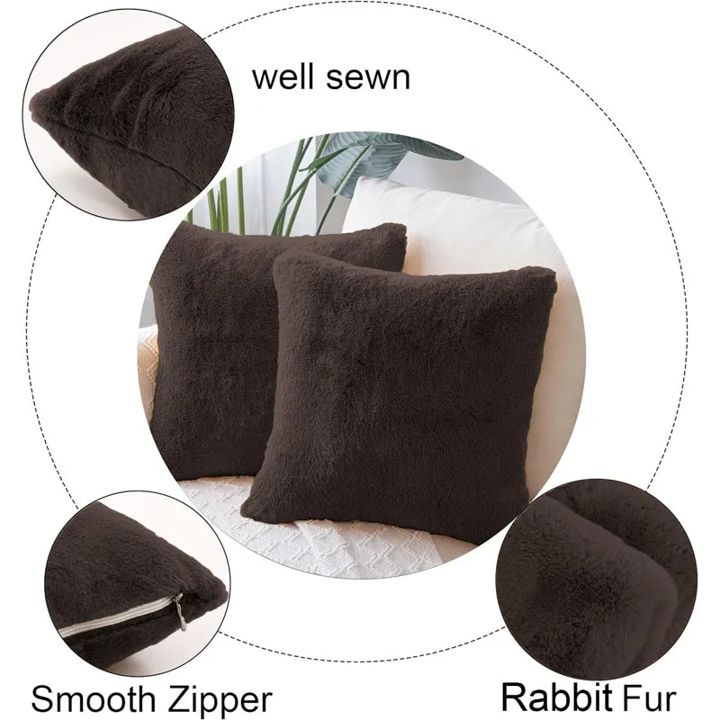 Fur Dual Cushion Cover Set (Brown) - Set Of Two media 5