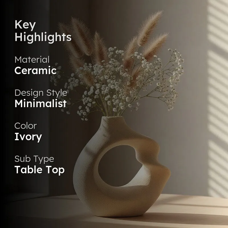 Orbio Sculptural Abstract Ceramic Vase - Ivory media 2