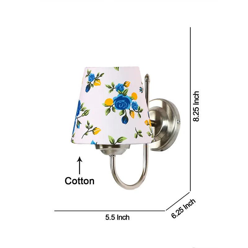 Altura Blue Fleur Conical Fabric & Metal Wall Lamp media 5