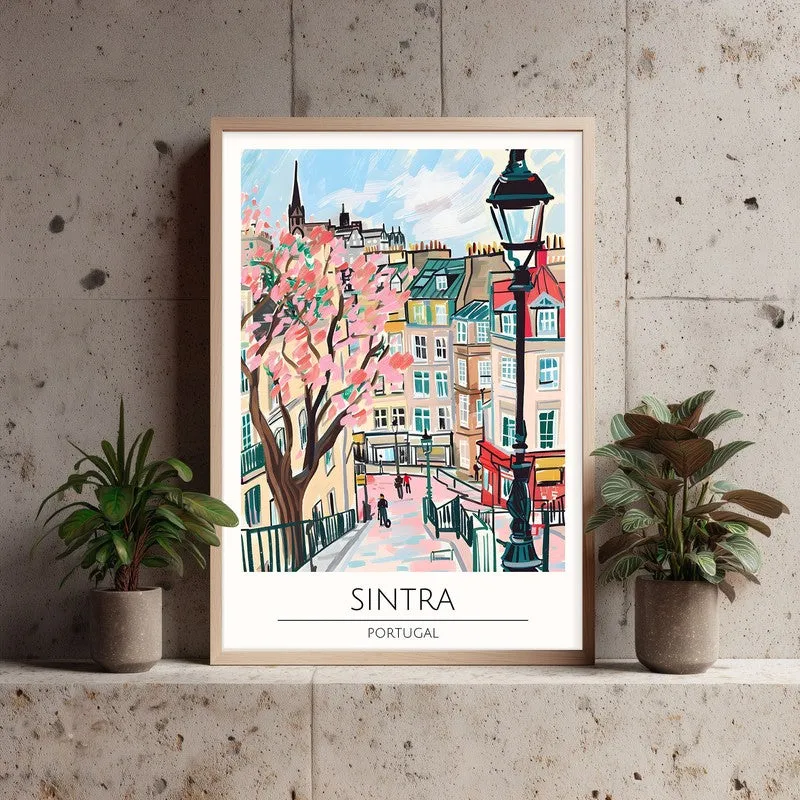 Vintage Sintra Framed Canvas Archival Canvas Wall Painting - Natural Brown Frame media 3