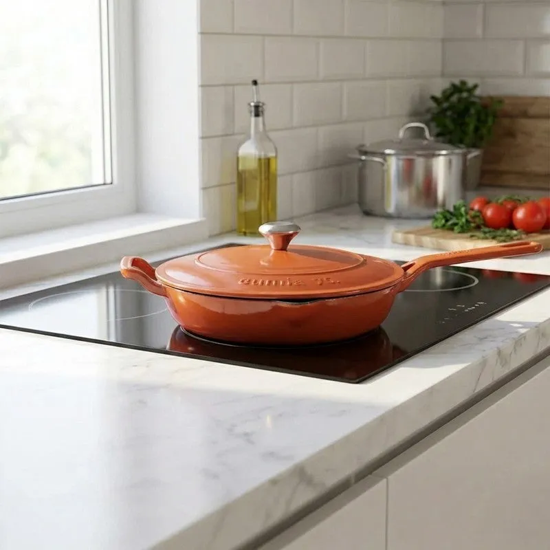 Cumin Co Enamel Cast Iron Frying Pan (1900 mL/Iron Lid) - Rust media 1