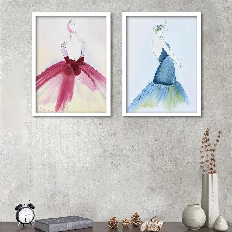 Belleza Paper Wall Painting With MDF Frame - Set Of Two media 3