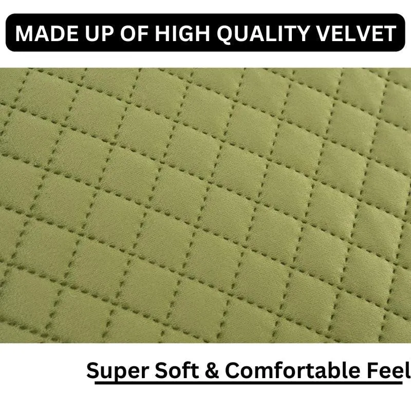 Orson Quilted Velvet Cushion Cover (Light Green) - Set Of Five - 6