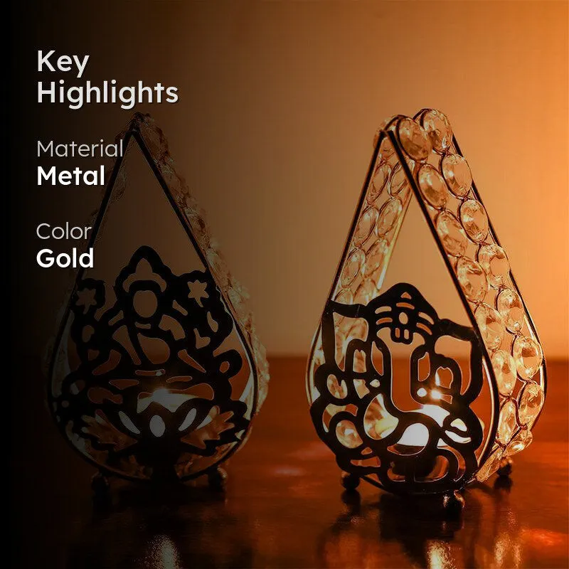 Laxmi Vakrathund Deep Tealight Candle Holder - Set Of Two media 2