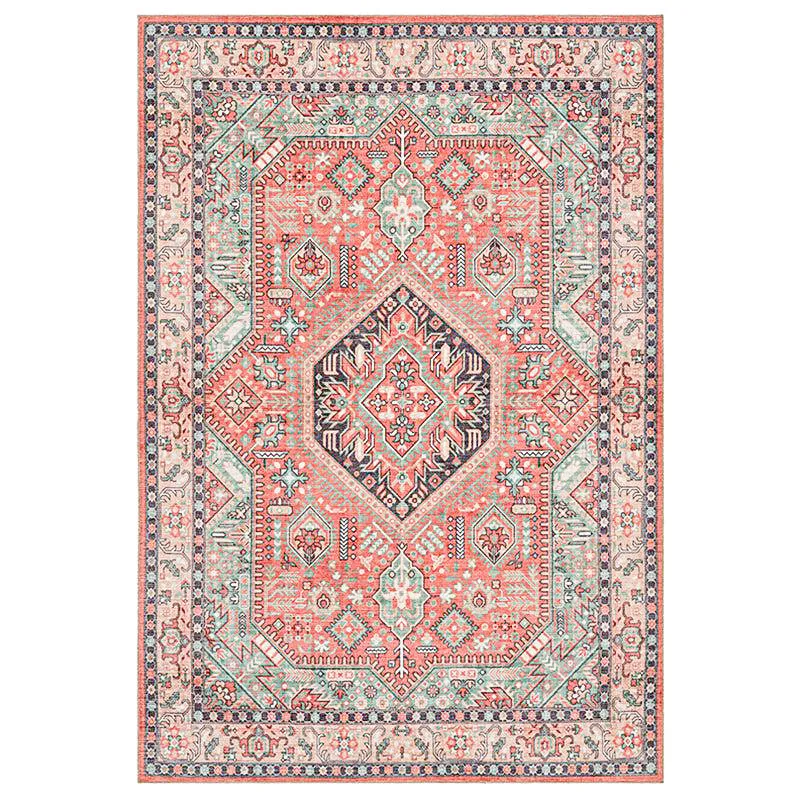 Noah Ethnic Polyester Carpet - Red media 1