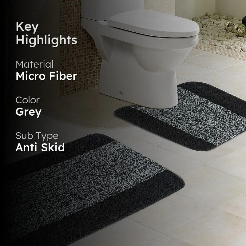 Marvis Anti Skid Bath Mat & Contour Mat (Grey) - Six Piece Set media 2