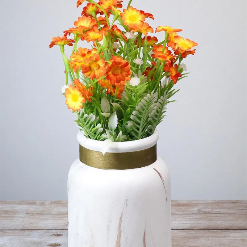 Bit-Daisy Silk Artificial Flowers Stick - Orange & Yellow media 1