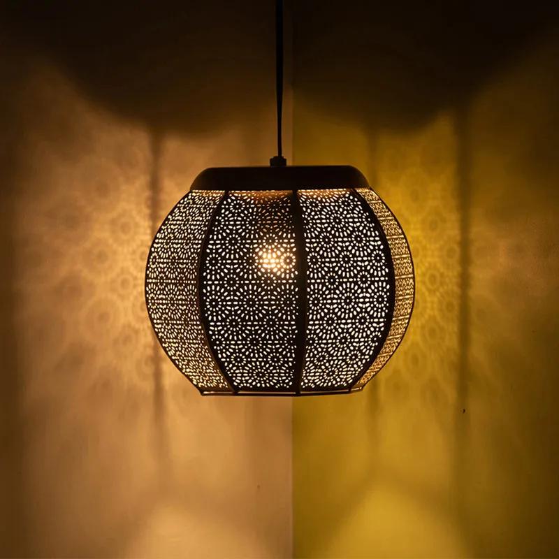 Moorish Halo Hand-Etched Iron Ceiling Lamp media 3