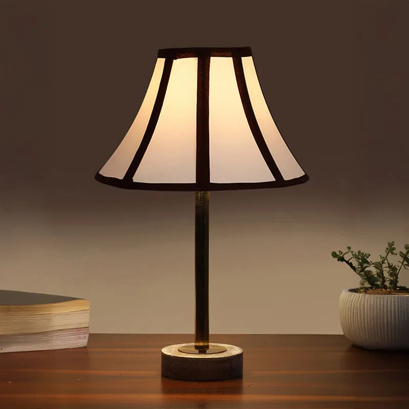 Stripra Rodin Wooden Table Lamp - White,Gold,Black media 1