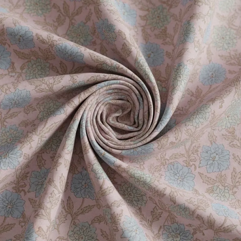 Niagra Floral Cotton Bedsheet (Peach,Blue) - 144 TC media 5