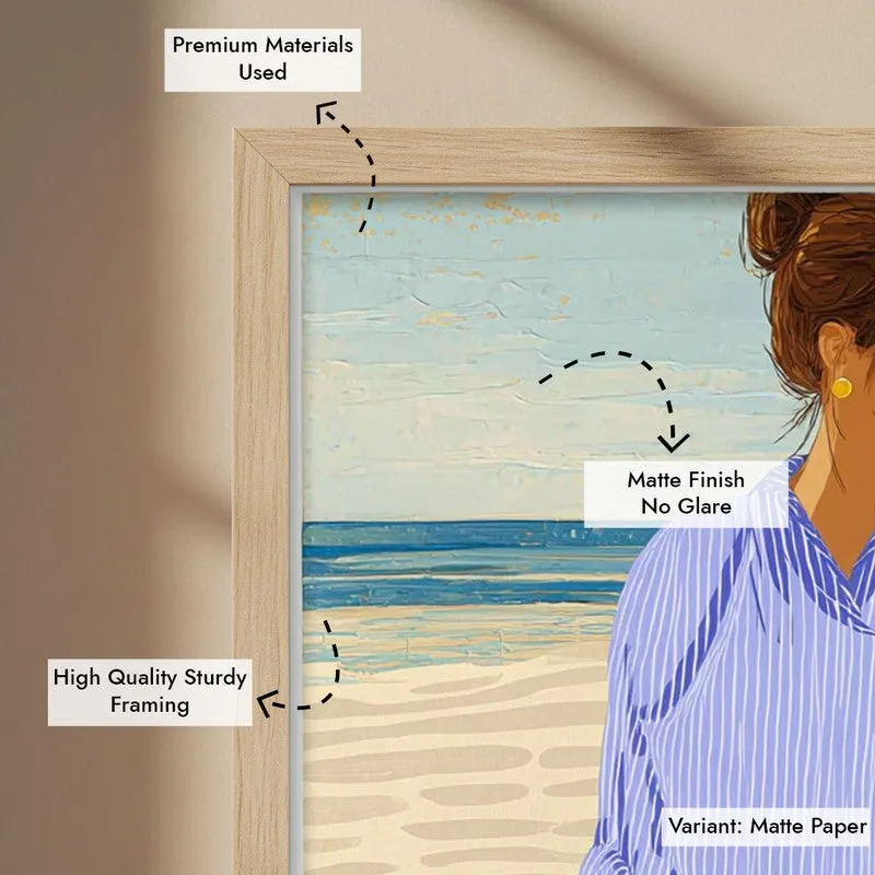 Coastal Escape Canvas Wall Painting - Brown Frame media 7