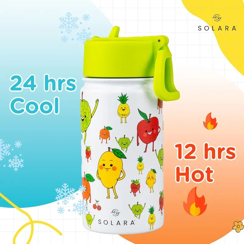 Solara Insulated Stainless Steel Bottle (Green & White)- 450 mL media 6