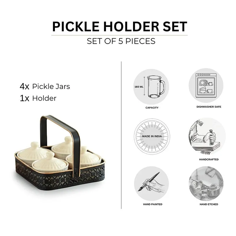 Ceramic jar set and holder shown together with visible product highlights.