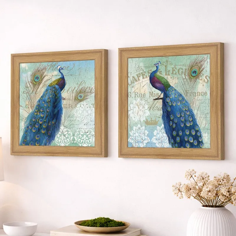 Peafowl Wall Art Painting - Set Of Two media 7