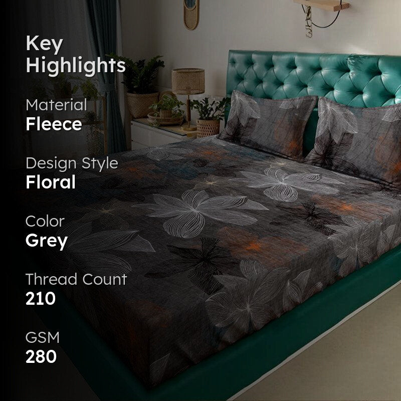 Madhuli Floral Fleece Bedsheet - 280 GSM media 2