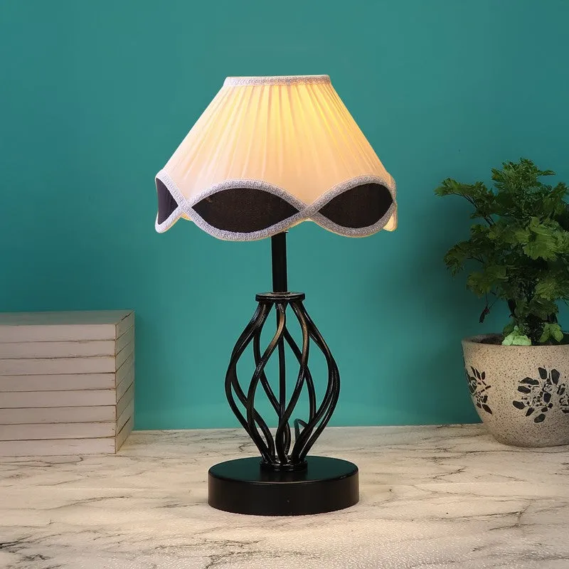 Auralirae Cotton Table Lamp With Wooden Base - Ivory media 3