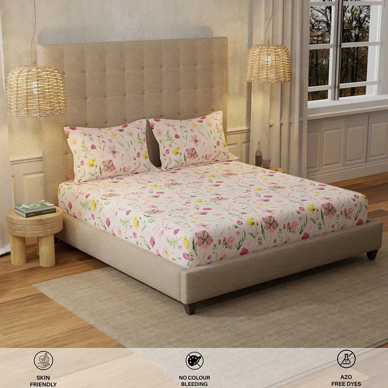 Urban Space Meadows Rose Cotton Bedsheet (Pink) - 200 TC media 5
