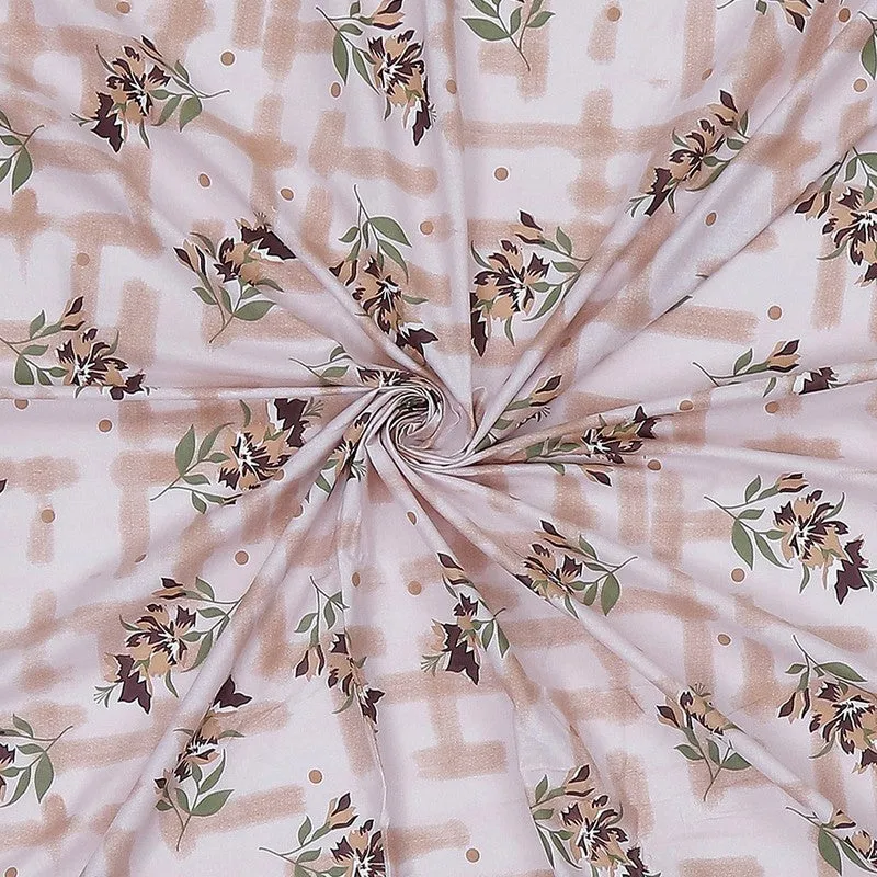 Monte Carlo Bloom Bliss Cotton Bedsheet (Peach,Beige) - 104 TC media 9
