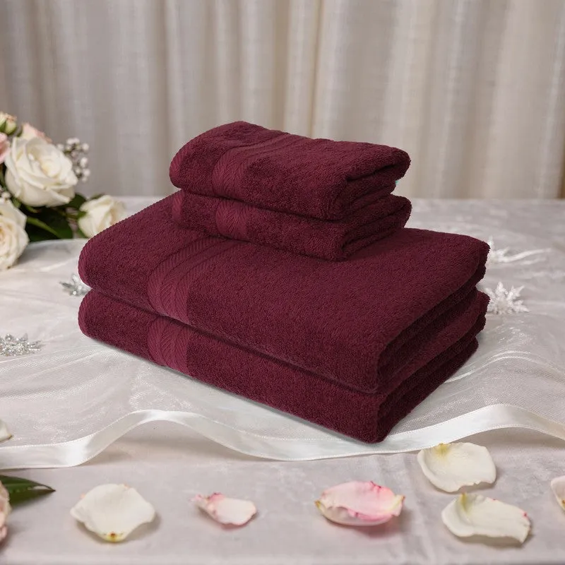 PlushAura Cotton Towel Sets (Maroon) - Set of Four - 3