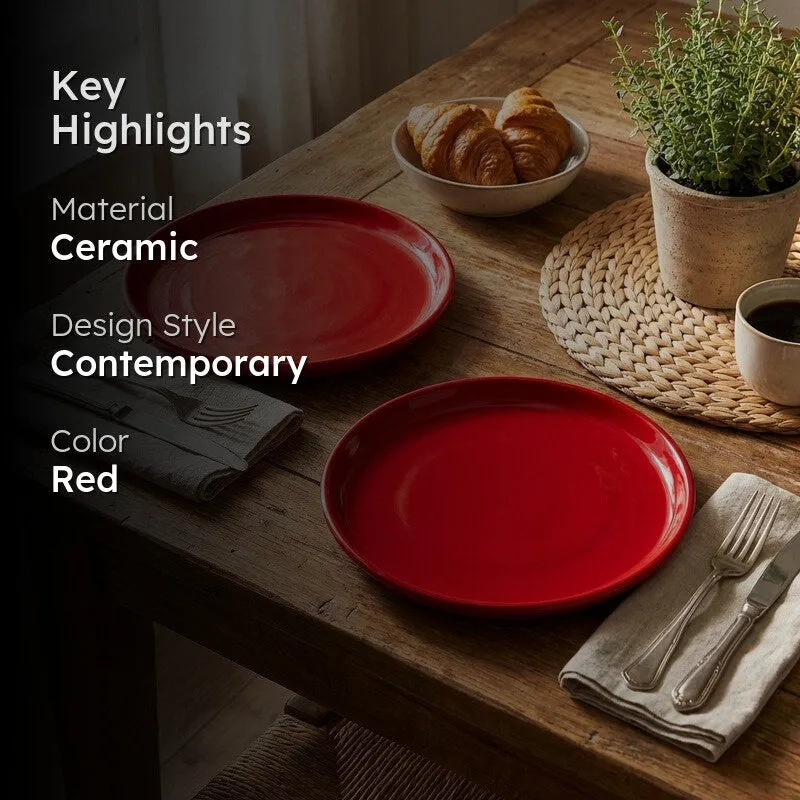 Ceramic Quarter Plate (Red) - Set Of Two media 2