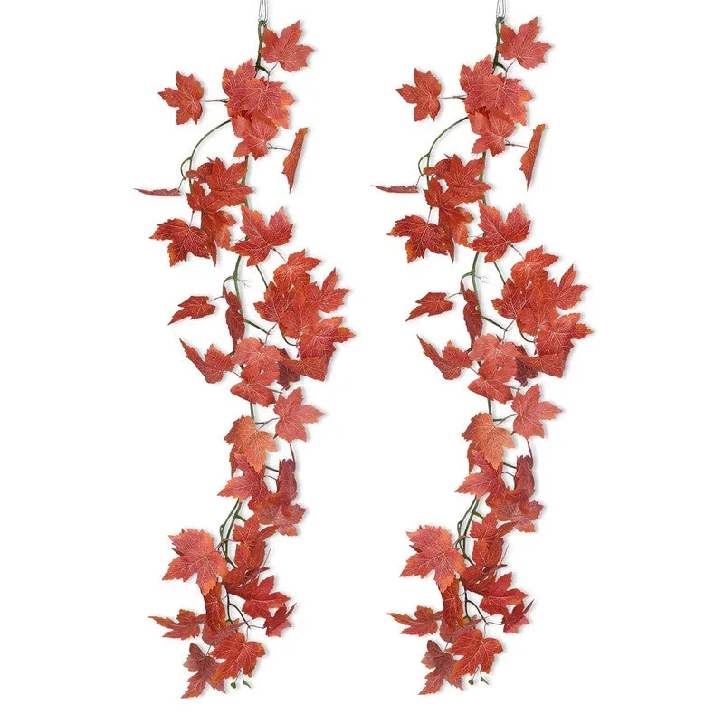 Artificial Orange Maple Leaf Vine - Set Of Two media 1
