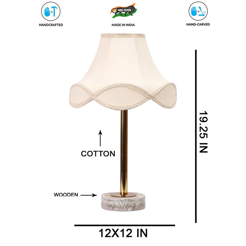 Valencia Arc Rodin Wooden Table Lamp - OffWhite,Gold,White media 7