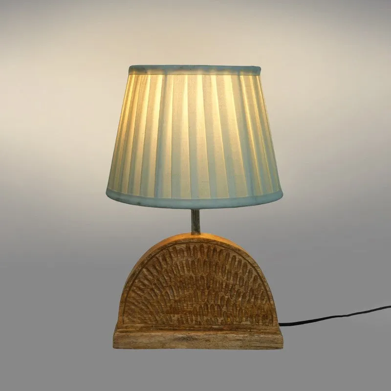 Arcwood Ivory Wooden Base Cotton Table Lamp - White media 4