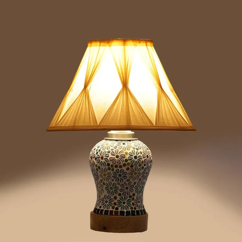 Santora Smocked Wooden Table Lamp - Multicolor media 7