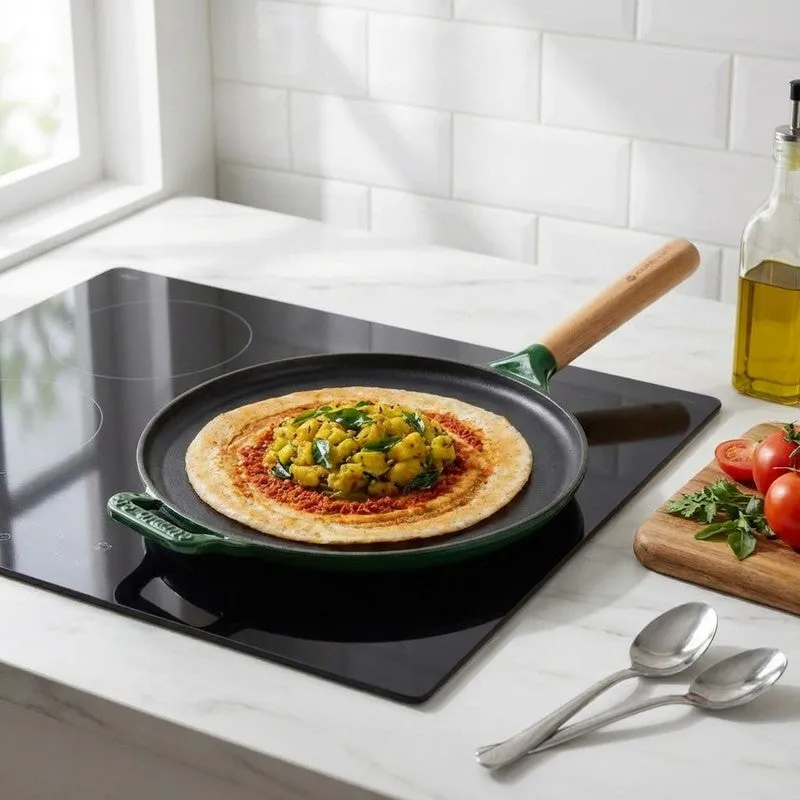 Cumin Co Enamel Cast Iron Dosa Tawa (Green,Black) - 28 cm media 1