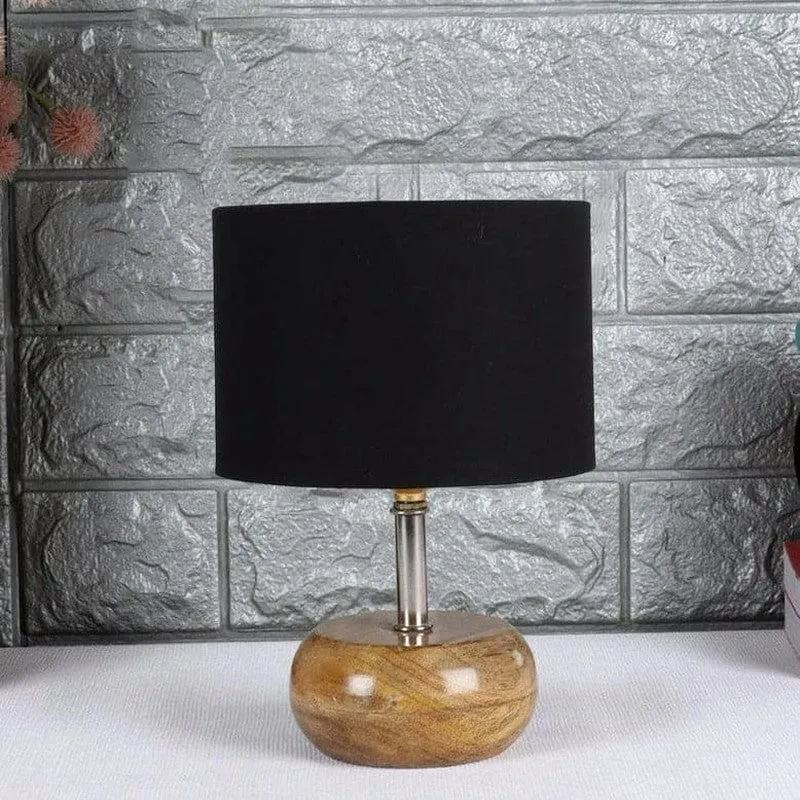 Wood Pebble Fabric Table Lamp - Black,Brown media 3
