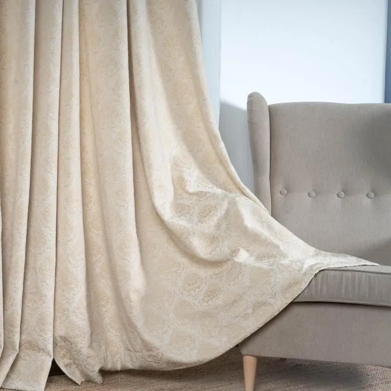 European Baroque Floral Single Curtain (Beige) media 3