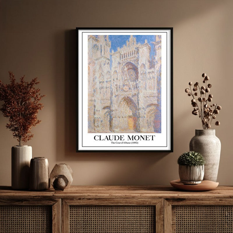 Rouen Cathedral West Facade Archival Canvas Wall Painting - Black Frame