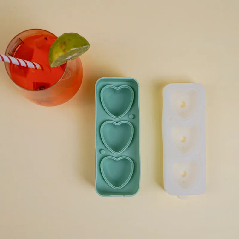 Heart Silicone 3-Cube Ice Mould - Green media 4