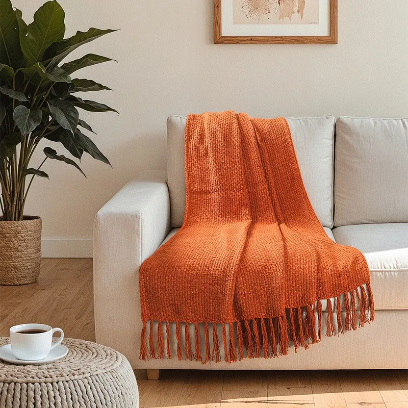 Contemporary Woven Throw  Orange media 1