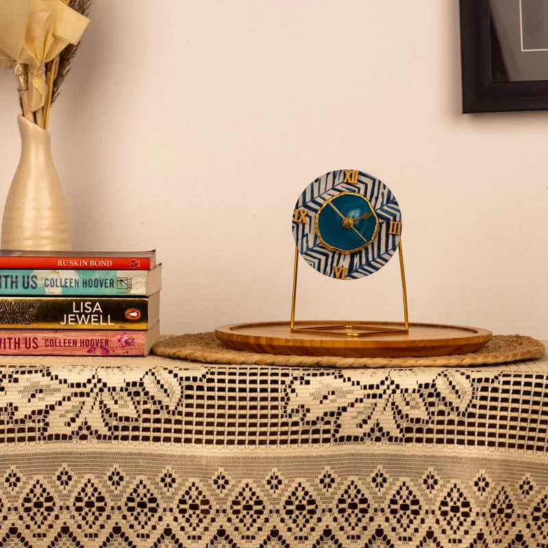 Azure Chevron MDF Clock - Round media 1