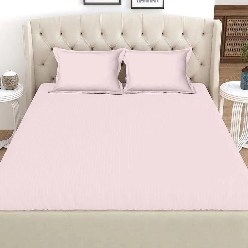 Vizag Solid Cotton Bedsheet (Powder Pink) - 400 TC media 3