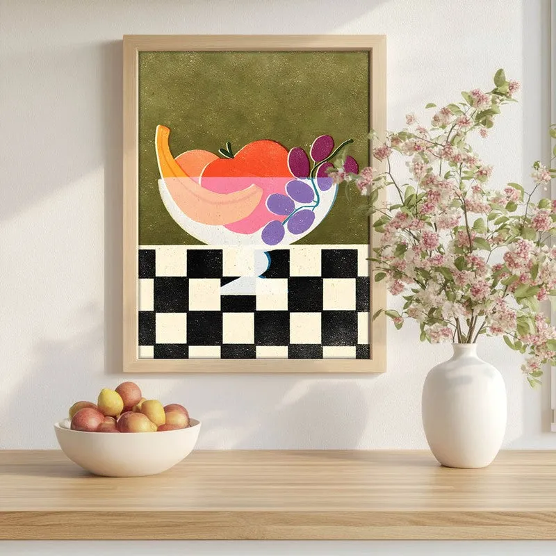 Check Bowl Archival Canvas Wall Art - Brown media 1