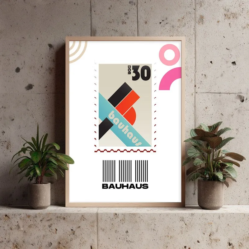 Postal Stamp Archival Canvas Wall Art - Natural Brown Frame media 4