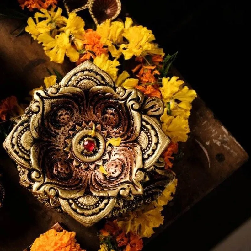 Large Square Diya - Set Of Two media 3