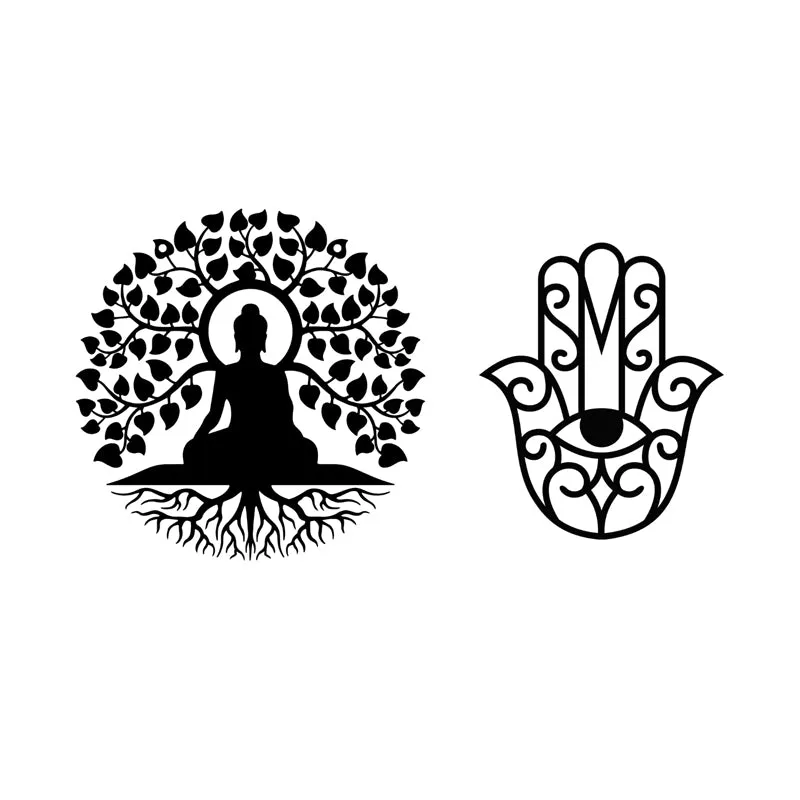 Bodhisatva With Hamsa Hand Iron Wall Accent - Set Of Two media 3