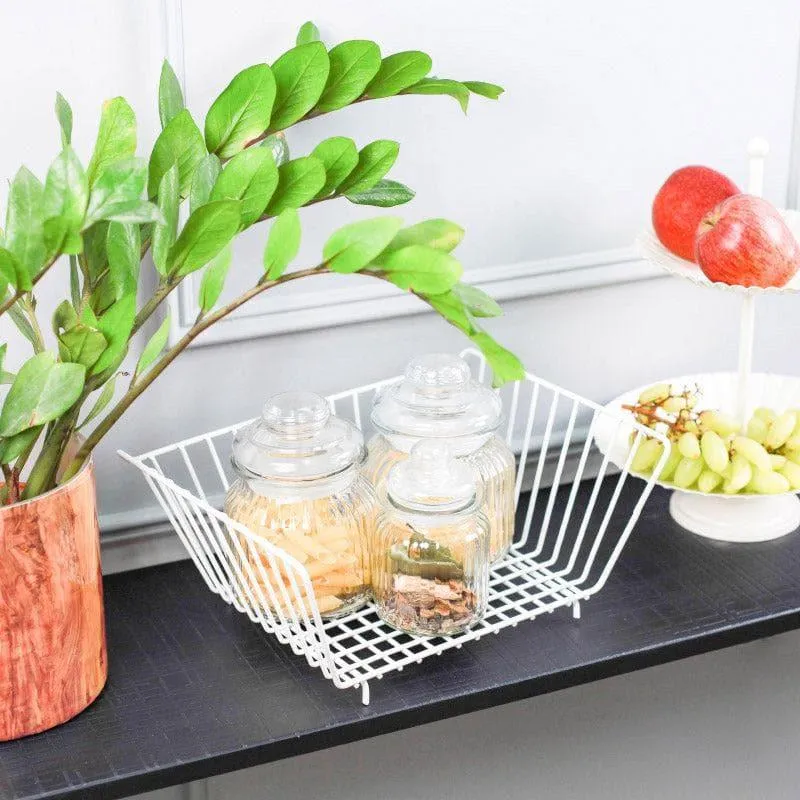 Metal Organiser Iron Storage Basket - White media 1